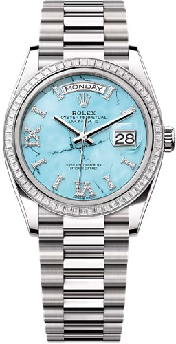 Rolex Day-Date 36 36mm Turquoise Diamond-Set Dial Diamond-Set Bezel President Bracelet - 128399TBR | 2024 Model