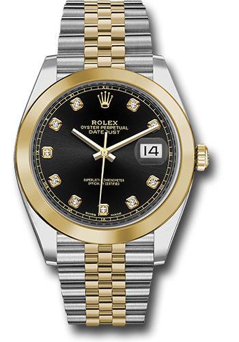 Rolex Steel and Yellow Gold Rolesor Datejust 41 Watch - Smooth Bezel - Black Diamond Dial - Jubilee Bracelet - 126303 bkdj