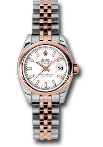 Rolex Steel and Everose Gold Rolesor Lady Datejust 26 Watch - Domed Bezel - White Index Dial - Jubilee Bracelet - 179161 wsj