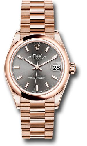 Rolex Everose Gold Datejust 31 Watch - Domed Bezel - Rhodium Index Dial - President Bracelet - 278245 dkrhip