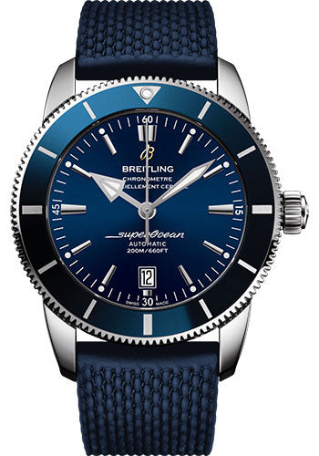 Breitling Superocean Heritage II B20 Automatic 46 Watch - Steel Case - Gun Blue Dial - Blue Rubber Aero Classic Strap - AB2020161C1S1