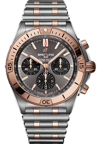 Breitling Chronomat B01 42 Watch - Steel and 18K Red Gold - Anthracite Dial - Metal Bracelet - UB0134101B1U1