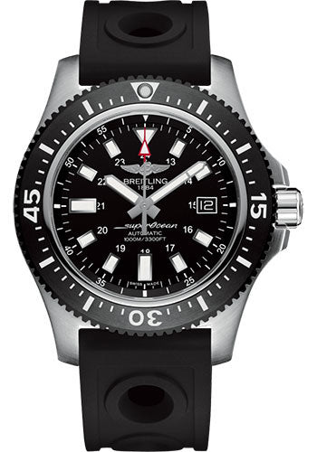 Breitling Superocean II 44 Watch - Steel - Volcano Black Dial - Black Ocean Racer II Strap - Tang Buckle - Y1739310/BF45/227S/A20SS.1